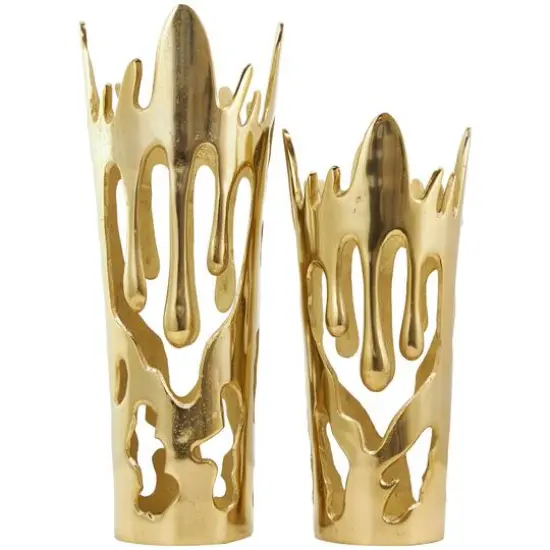 Gold Aluminum Drip Vase with Melting Designed Body Set {10}