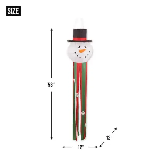 53" Red, Green & White Snowman Windsock {7}