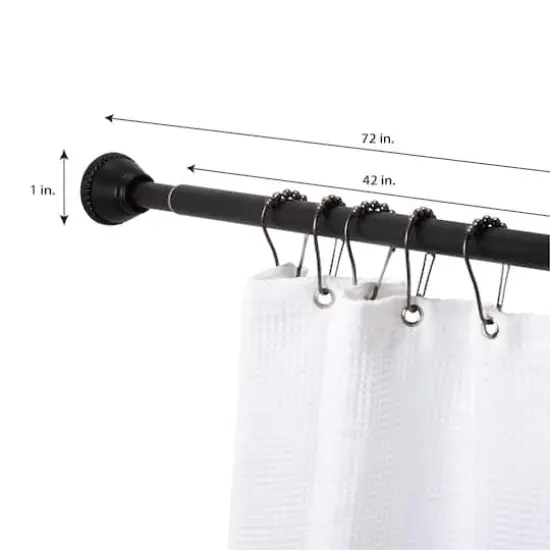 Bath Bliss Matte Black Decorative Tension Shower Rod {5}
