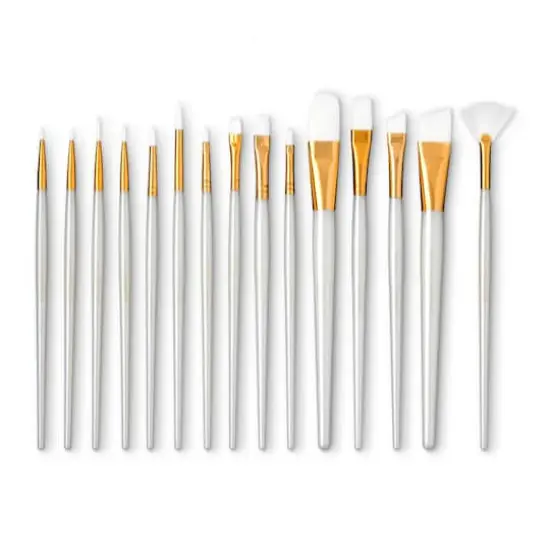 White Taklon 15 Piece Brush Pack by Craft Smart&reg; {1}