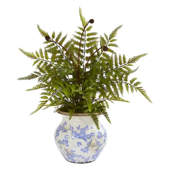 17" Fern in Decorative Vase {1}
