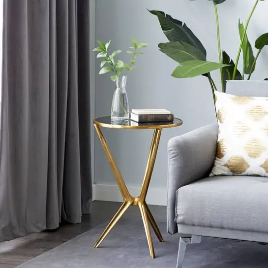 2ft. Gold & Black Modern Aluminum Accent Table {6}