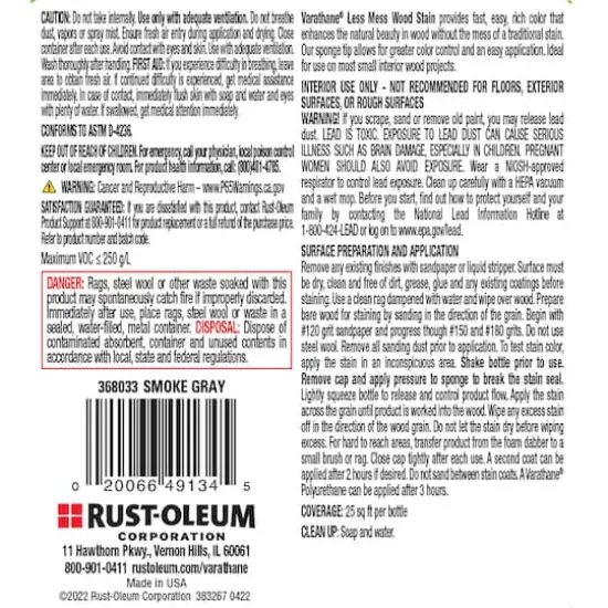 Varathane&reg; 2-in-1 Applicator & Wood Stain, 4oz. Smoke Gray {7}