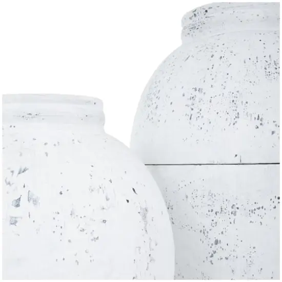 White Distressed Pot Floor Metal Vase Set {6}