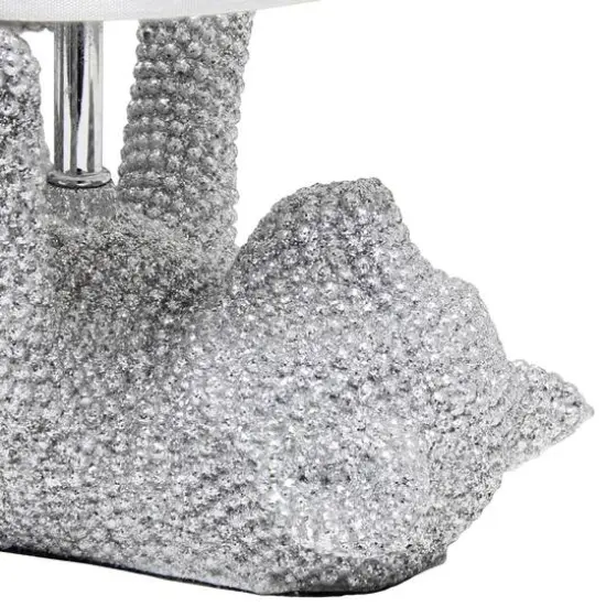 Lalia Home 12.6" Silver Diamond Studded Cat Table Lamp with Faux Silk Shade {9}