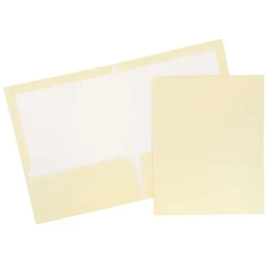 JAM Paper Laminated 2-Pocket Glossy Folders, 6ct. Ivory {1}