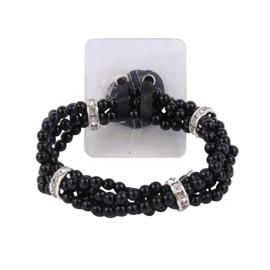 JAM Paper Bead & Rhinestone Bracelet Black {1}