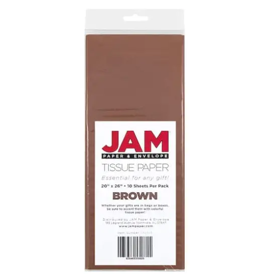 JAM Paper 20" x 26" Tissue Paper, 2 Packs of 10 Sheets Brown {6}