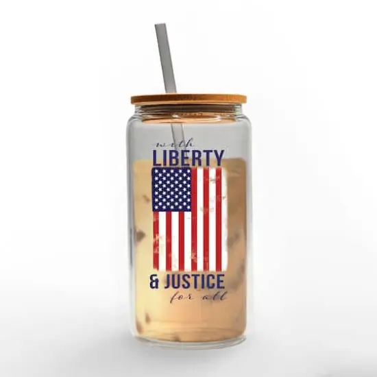 16oz. Liberty & Justice Flag Glass Can Cup {3}