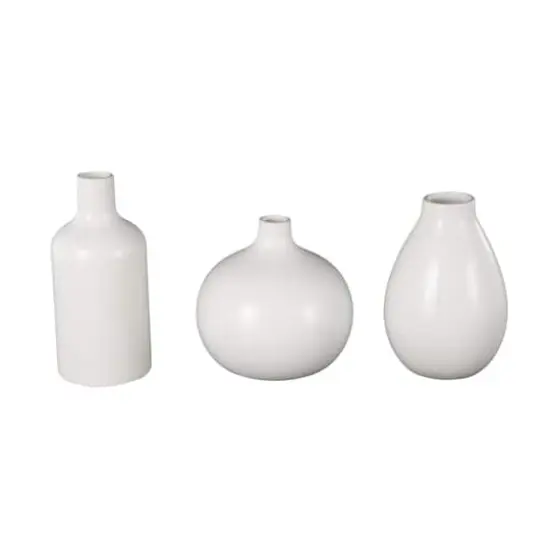 White Ceramic Minimal Ceramic Vase Set {7}