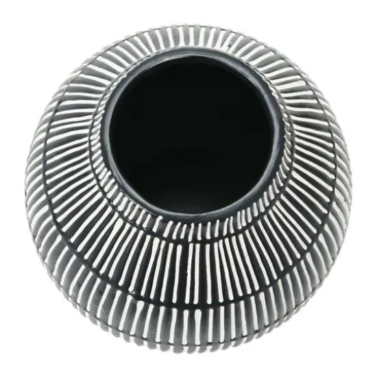Hello Honey&reg; 6" Black & White Debossed Stoneware Vase {8}