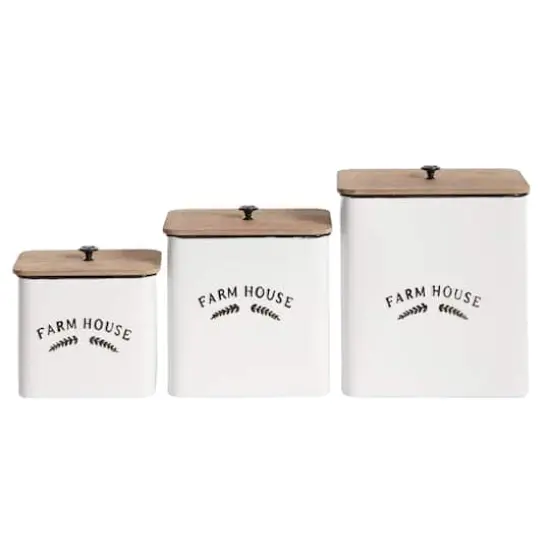 White Metal Farmhouse Canisters Set {1}