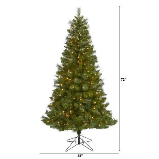 6ft. Pre-Lit Mount Hood Spruce Artificial Christmas Tree, Warm White LED Lights {3}