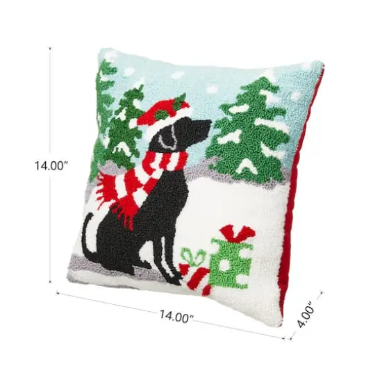 Glitzhome&reg; Hooked Christmas Dog Throw Pillow {5}