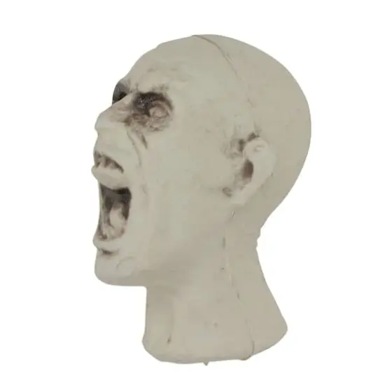 3.5" White & Gray Skeleton Skull Heads with Open Mouths Halloween Decoration Set {4}