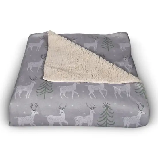 Deer and Tree Pattern 50x60 Sherpa Fleece Blanket {3}