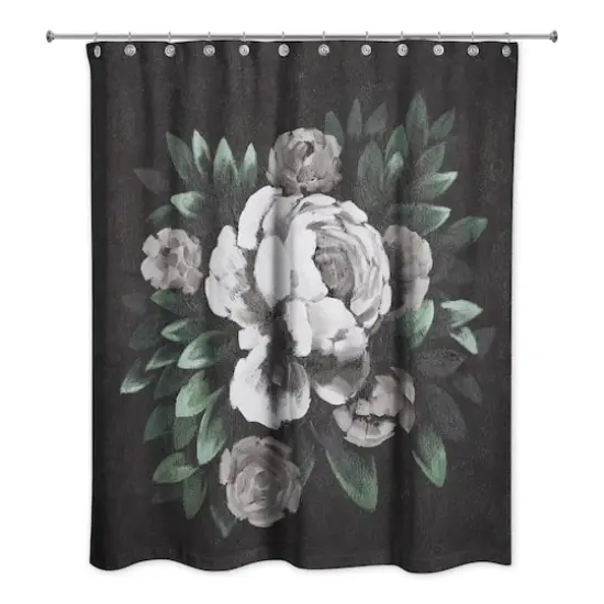 Dark Moody Floral 71" x 74" Shower Curtain {1}