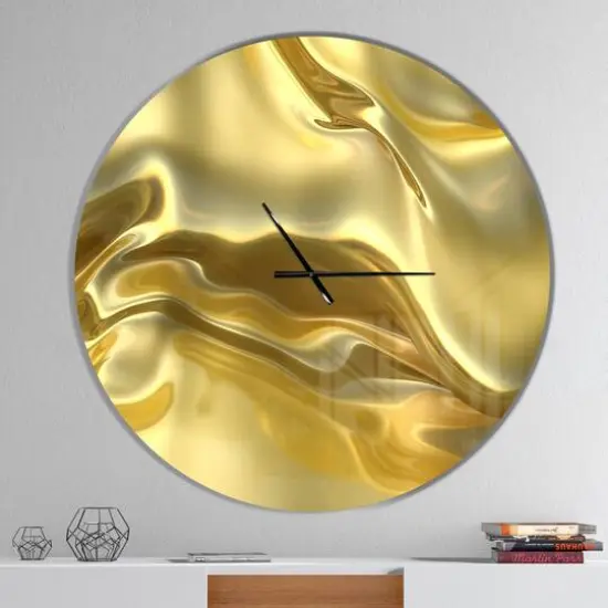 Designart 'Golden Cloth Texture Modern Wall Clock {3}