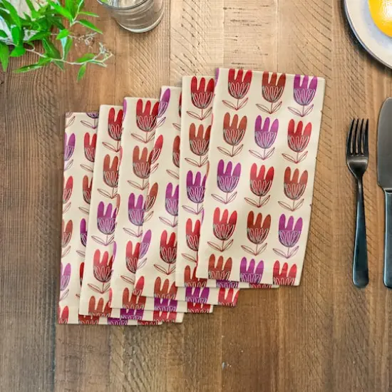 Modern Floral Pattern 10" x 10" Cotton Twill Napkin {4}