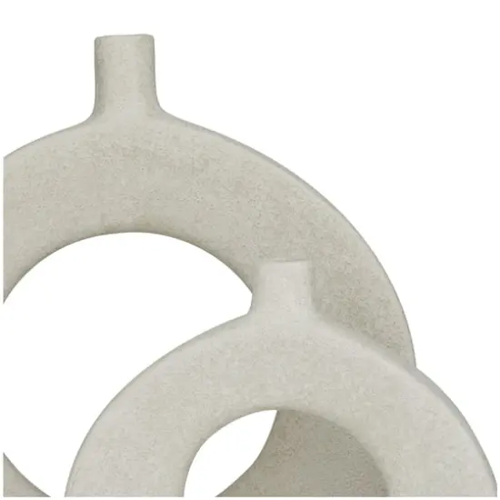 CosmoLiving by Cosmopolitan White Ceramic Round Donut Shaped Vase Set of 2 16", 10" {4}