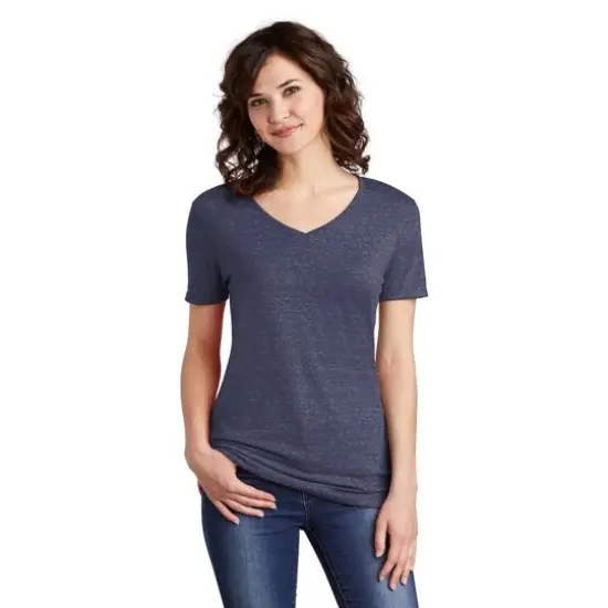 JERZEES&reg; Ladies Snow Heather Jersey V-Neck T-Shirt Navy {4}