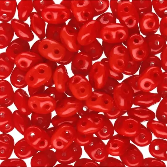 Superduo Two-Hole Czech Glass Beads Opal Red Solid {1}