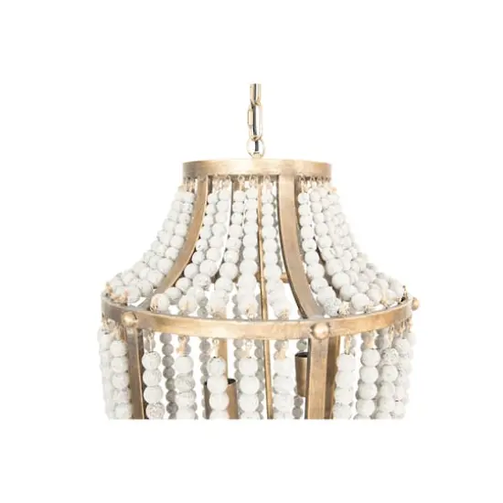 Hello Honey&reg; 27" Metal Chandelier With White Wooden Beads {6}