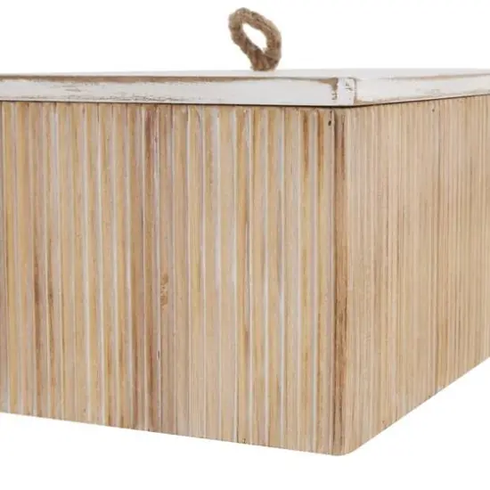 Cream Ribbed Storage Decorative Box Set with White Lids {6}