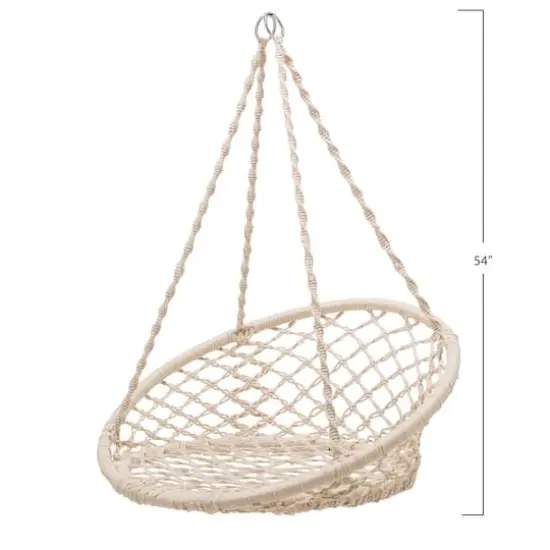 Hello Honey&reg; Hanging Handwoven Cotton Macram&eacute; Chair with Metal Frame {3}