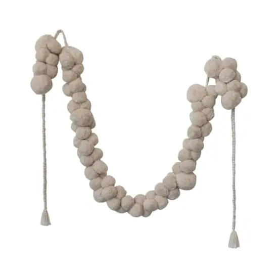 Hello Honey® 8ft. Cream Fabric Pom Pom Swag with Metallic Gold Thread {1}
