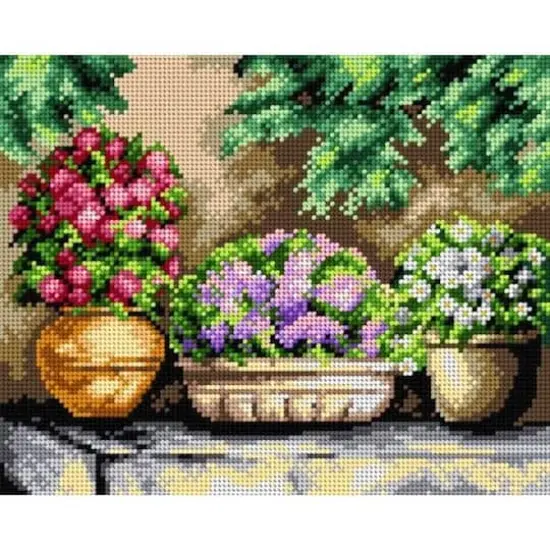 Orchidea Needlepoint Canvas For Halfstitch Without Yarn Flowers In My Garden - Printed Tapestry Canvas {1}