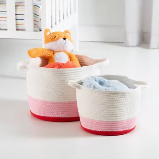 Honey Can Do Red & White Ombr&eacute; Nesting Cotton Rope Storage Basket Set {5}
