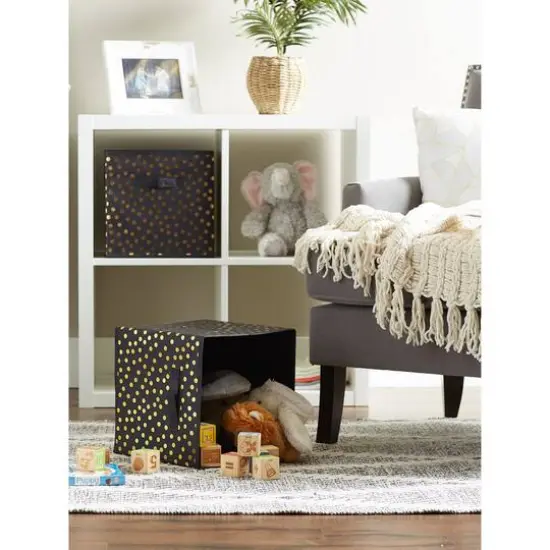 DII&reg; 11" Black & Gold Dots Storage Cube, 2ct. {7}