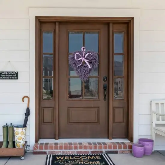 17.5" Artificial Lavender Heart Spring Wreath {4}