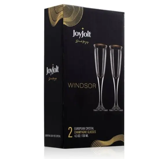 JoyJolt&reg; 4.3oz. Gold Rimmed Windsor Crystal Champagne Flutes, 2ct. {8}