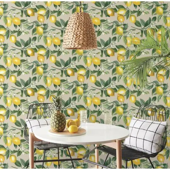 RoomMates Lemon Zest Peel & Stick Wallpaper Yellow/Beige {5}