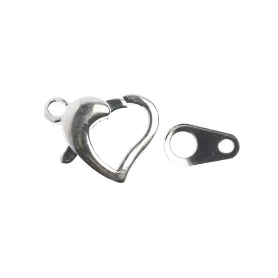 John Bead Must Have Findings 13mm Heart Lobster Clasps Silver {4}