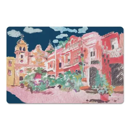 Pink City Square 27" x 18" Floor Mat {4}