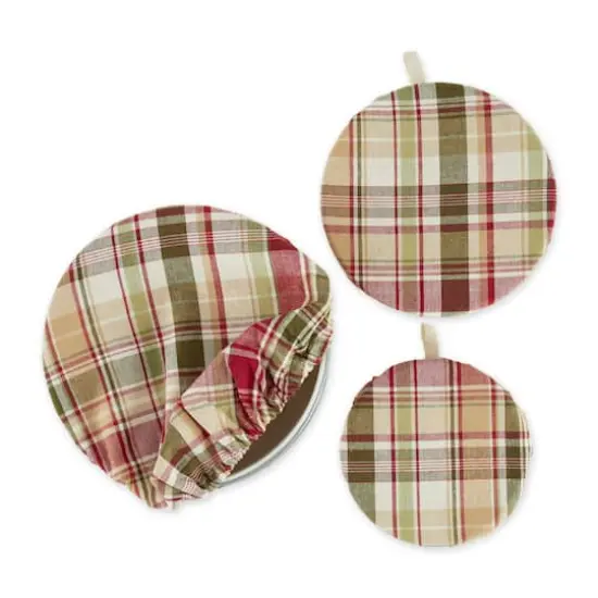 Give Thanks Plaid Woven Dish Cover Set {3}