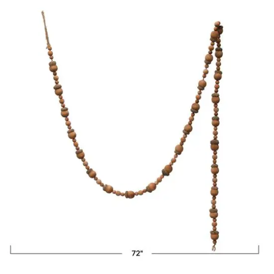 Hello Honey® 6ft. Brown Paulownia Wood Acorns & Beads Garland {5}