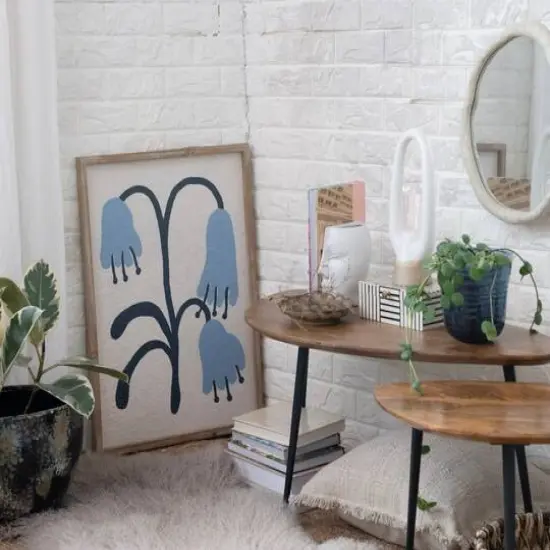 Hello Honey&reg; Cream Framed Organic Shaped Wall Mirror {4}