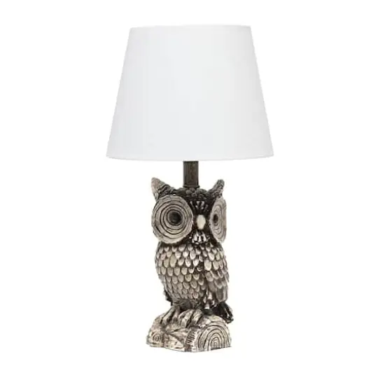Simple Designs&trade; 20" Brown and White Owl Table Lamp with Shade White Shade {1}
