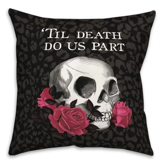 Til Death Do Us Part Skull Throw Pillow {1}