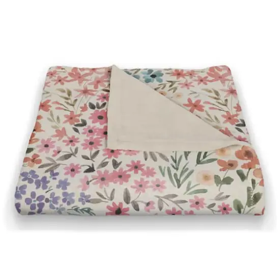 Colorful Blooms Coral Fleece Blanket {3}