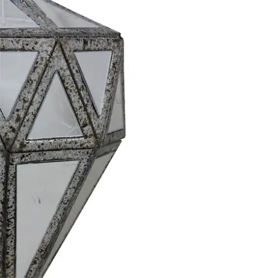 5.5" Silver And Clear Mirrored Framed Geometric Drop Ornament {4}