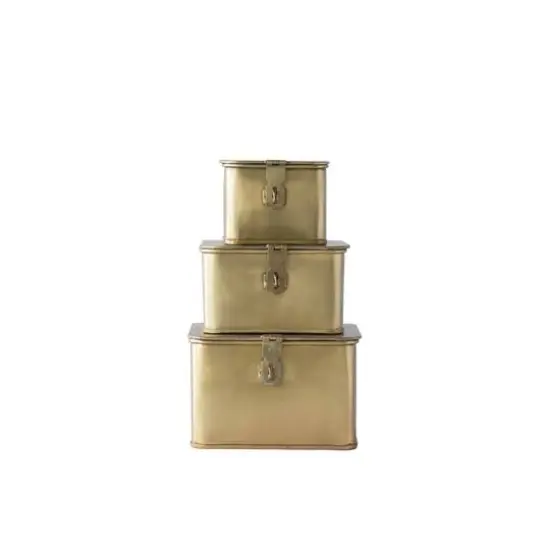 Hello Honey&reg; Gold Square Decorative Metal Box Set {10}