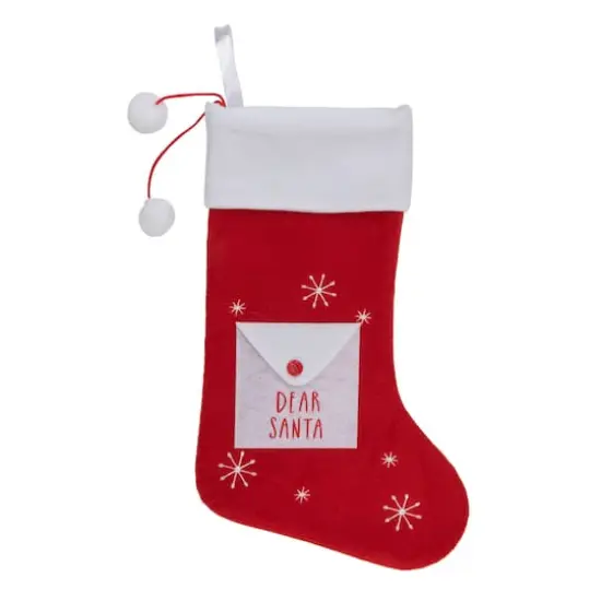 19" Red & White Dear Santa Christmas Stocking {1}