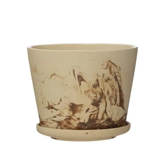 Hello Honey&reg; 8" Reactive Glaze Stoneware Planter with Saucer {1}