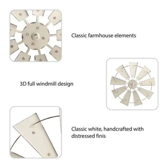 Glitzhome&reg; 22" Beige Metal Wind Spinner Wall D&eacute;cor {7}