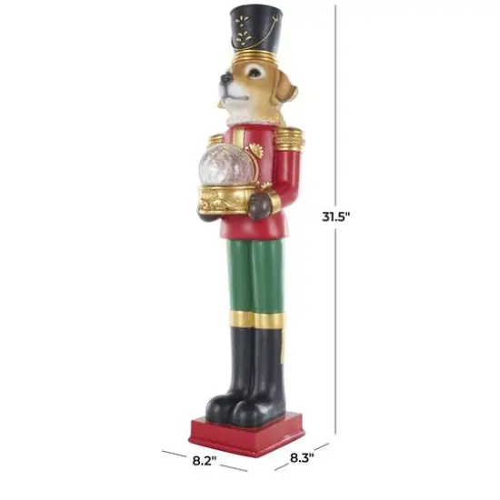 31" Red, Green & Gold Nutcracker Dog Sculpture {8}